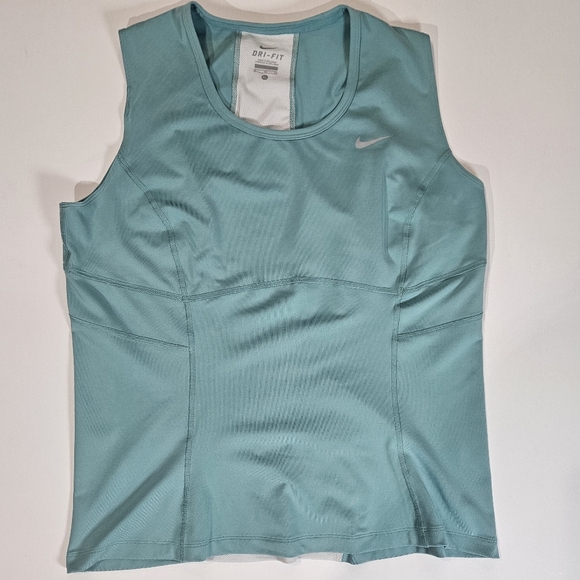 Nike Dri Fit Tank‎ Top Womens XL Teal Grey Tennis Golf Ready Athletic Wicking - Picture 1 of 8